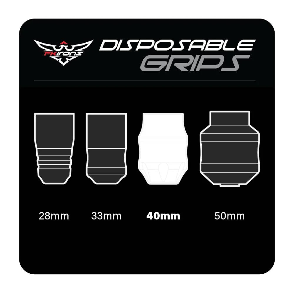 FK IRONS EXO RUBBER 40MM DISPOSABLE TATTOO GRIPS — BLACK — BOX OF 24