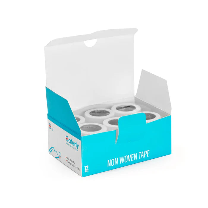 SAFERLY NON-WOVEN PAPER SURGICAL MEDICAL CLOTH TAPE — CASE OF 12