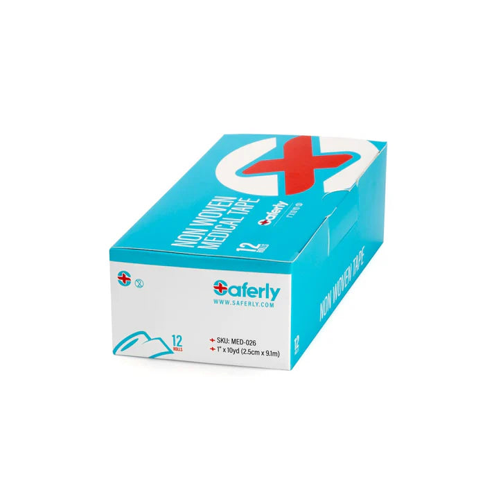 SAFERLY NON-WOVEN PAPER SURGICAL MEDICAL CLOTH TAPE — CASE OF 12