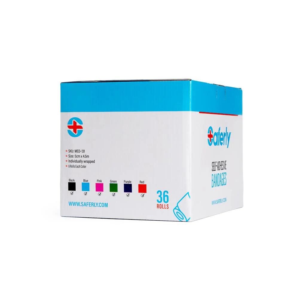 SAFERLY 2” MEDICAL COHESIVE WRAP — ASSORTED COLORS — CASE OF 36