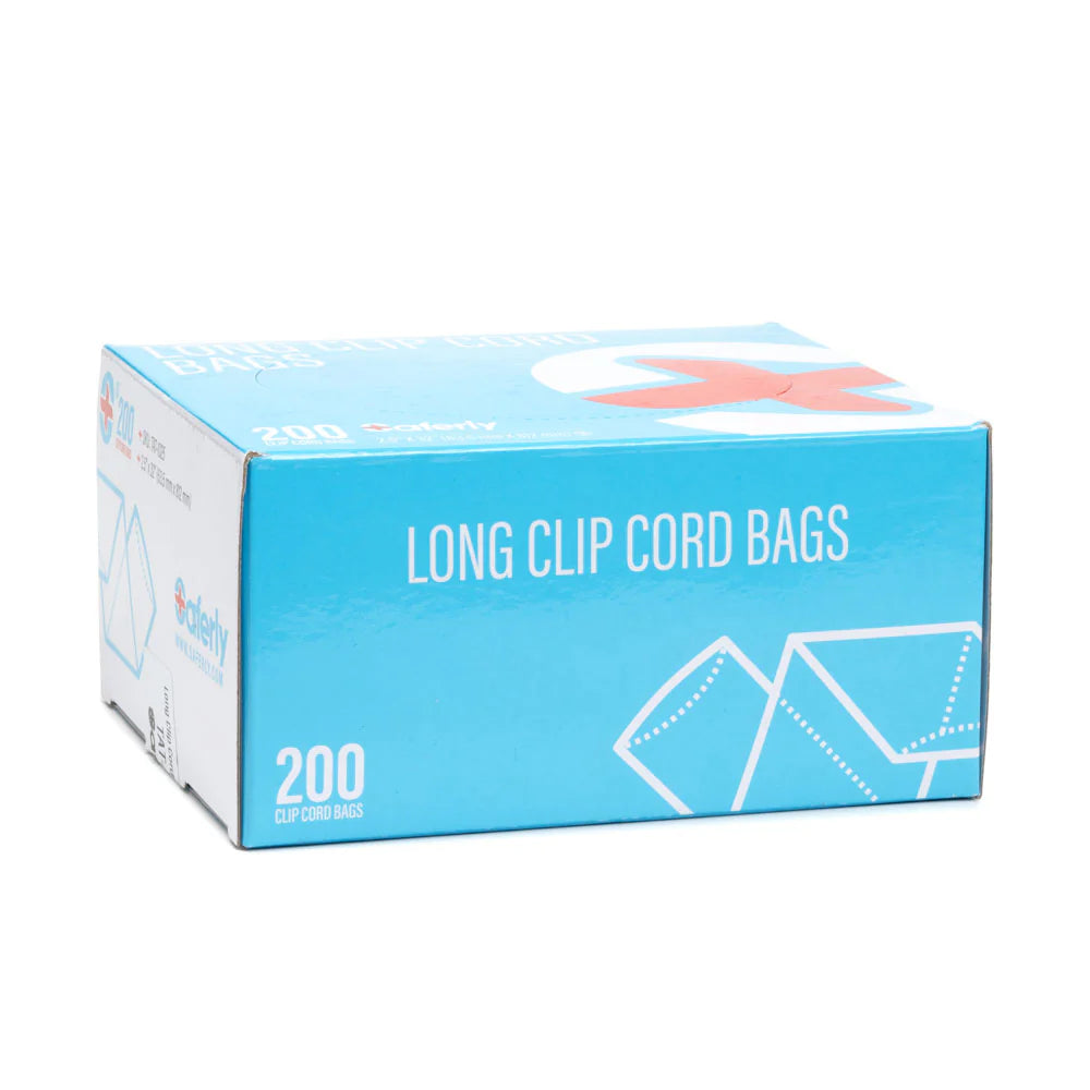 SAFERLY 32" CLIP CORD SLEEVES + MACHINE BAGS — BLUE — BOX OF 200