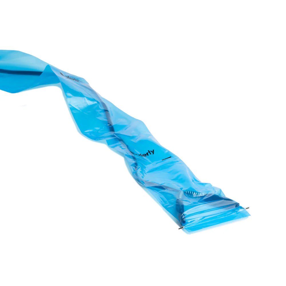 SAFERLY 32" CLIP CORD SLEEVES + MACHINE BAGS — BLUE — BOX OF 200