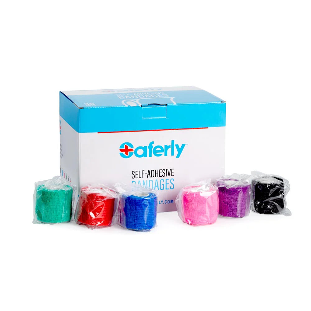 SAFERLY 2” MEDICAL COHESIVE WRAP — ASSORTED COLORS — CASE OF 36