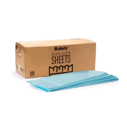 SAFERLY BLUE DRAPE CLOTH SHEETS — 40" X 60" — CASE OF 100